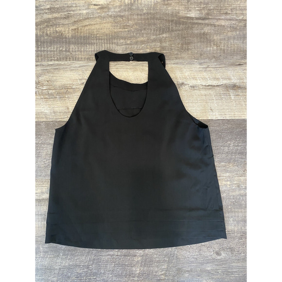 ECI Blouse Womens Size 10 Black Ruffle Halter Top Career Office Dinner Shirt - Picture 3 of 9